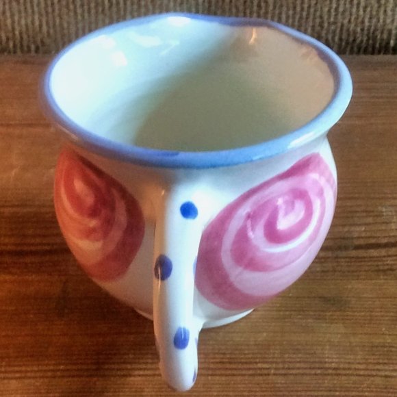 Vtg Hand Painted Pottery Creamer Floral Motif Polka Dot Country Kitchen Decor - Picture 5 of 7